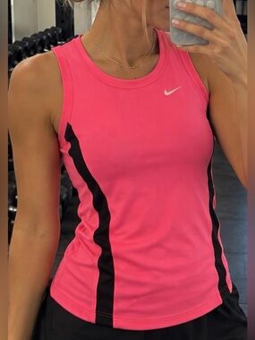 Nike Performance Hot Pink & Black Sleeveless Running Tank Top Size M